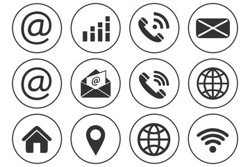 Black and white vector icon set with business and web symbols