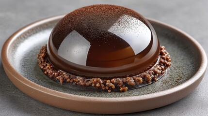 Close-up of a rich dark chocolate jelly s-1 - edible brown jelly jelly appetizing