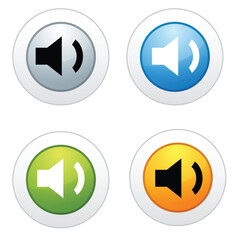 Cute cartoon hand drawn vector set volume low icon.