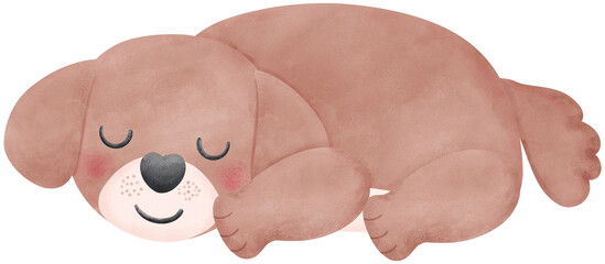 Shih Tzu Dog sleeping Cartoon Set in watercolor style with Different Poses and Expressions