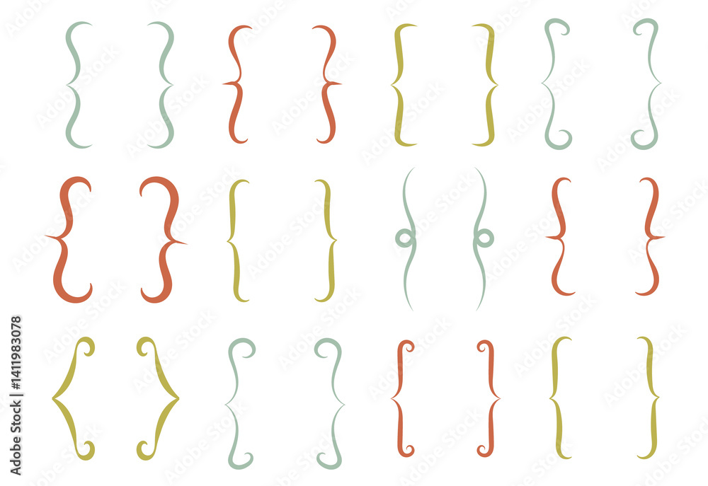 Poster png greeting message alphabet bracket curly vector ornament print flat design stylish background typ