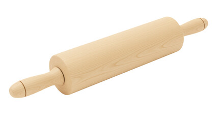 Isolated Wooden Rolling Pin