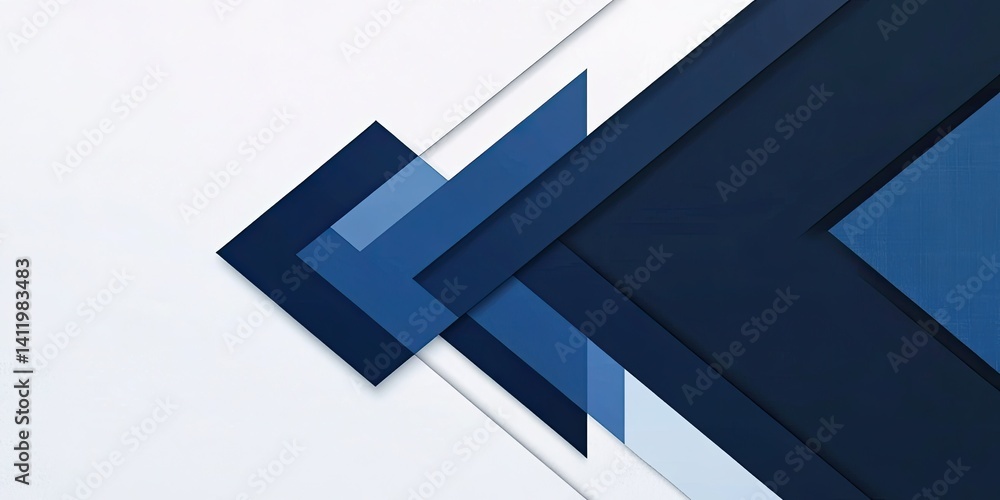 Poster modern abstract blue arrow layers overlapping on white background design