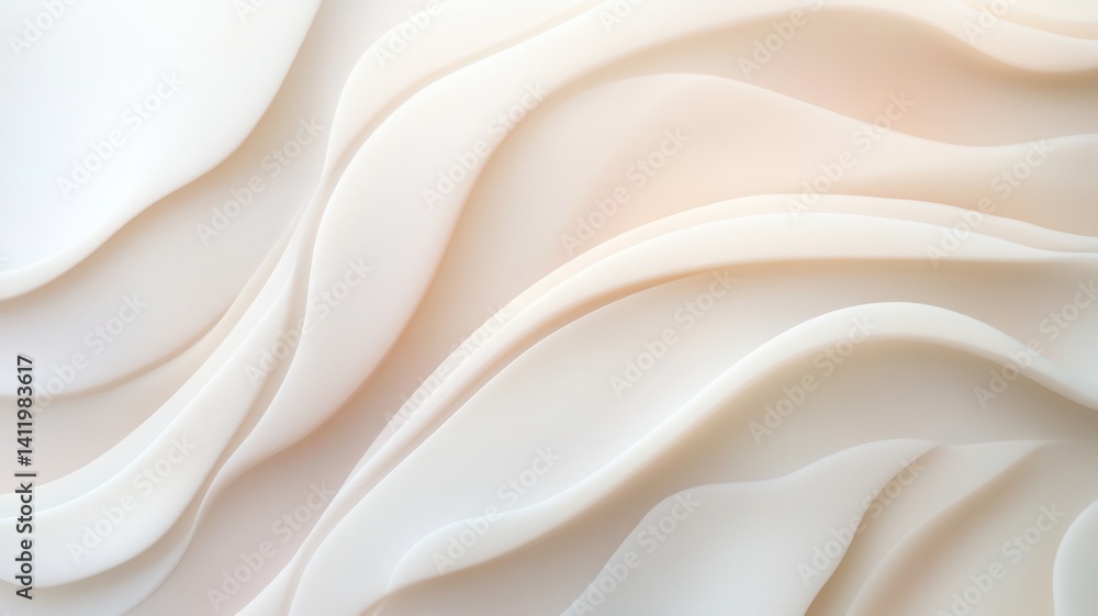 Poster abstract white strokes creating an creamy pattern on a white background, offering and soft a elegant