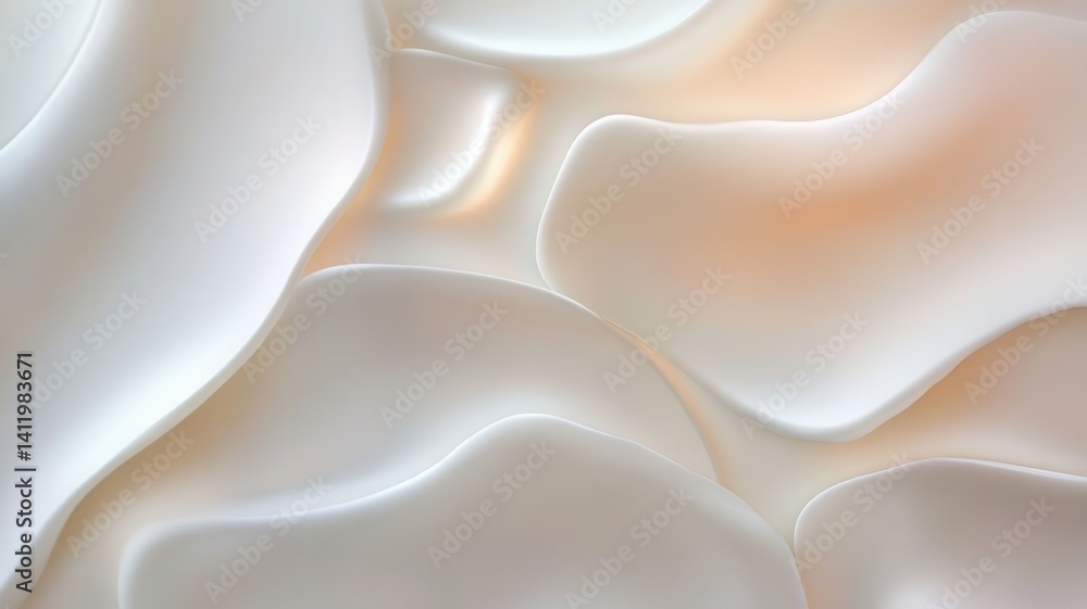 Poster creamy white strokes creating an abstract a on offering white background, a pattern soft and elegant