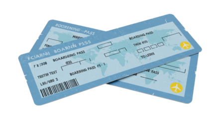 Isolated Pair of Airline Boarding Passes