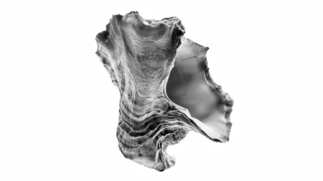 a black and white illustration of a sea shell on a transparent background, PNG image, PNG file, Generative art.