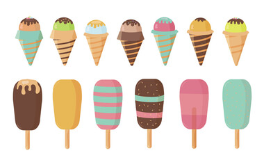 png vanilla dessert illustration waffle cone tasty ice cream cartoon cute object background pink chocolate green strawberry summer food dairy scoop pastel collection snack love isolated set