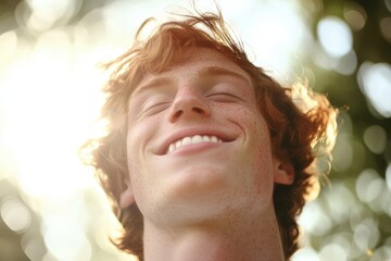 Radiant young man with a joyful expression.