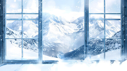 Abstract AI Generated Illustrations Falling on Snowy Mountain Landscape for Creative Projects