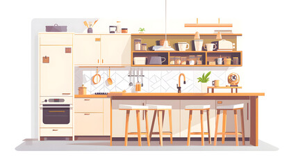 Professional AI Generated Illustrations for Home Kitchens Isolated on White Background