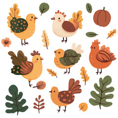 Obraz premium turkey, animal, vector, transparent background, various types