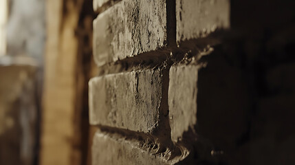 Bricklayer constructing a sturdy wall with precision alignment. Featuring masonry craftsmanship