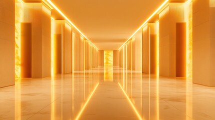Golden interior hallway design