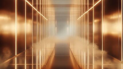 Golden interior hallway luxury modern