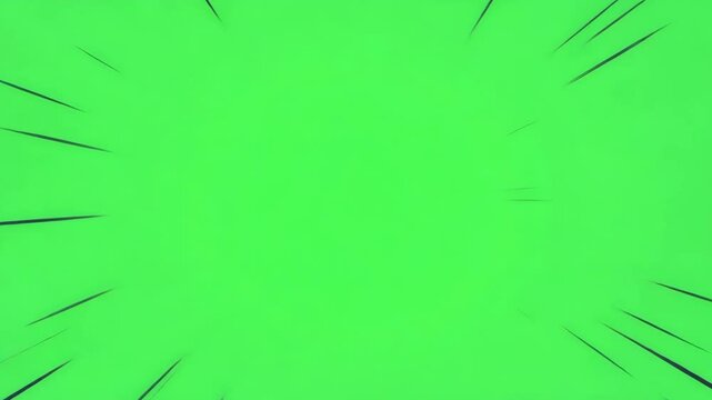 Green screen isolated chroma key background with dynamic very fast speed lines, energetic feel. Comic or cartoon, playful poster, illustration, digital design. Chromakey backdrop.