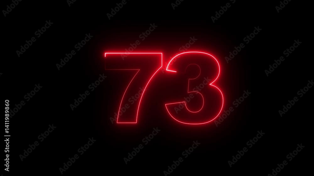 Poster the neon 73 text icon displays glowing, bold numbers with vibrant neon colors, creating a futuristic