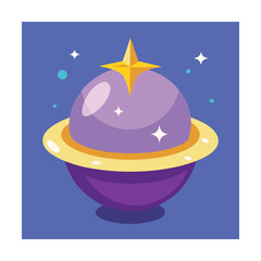 Fototapeta premium Blue star and moon vector illustration on a winter night sky