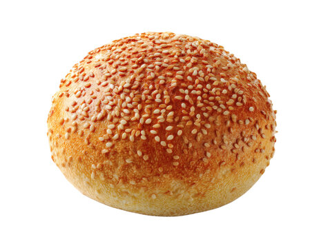 A sesame seed covered bun  on transparent background