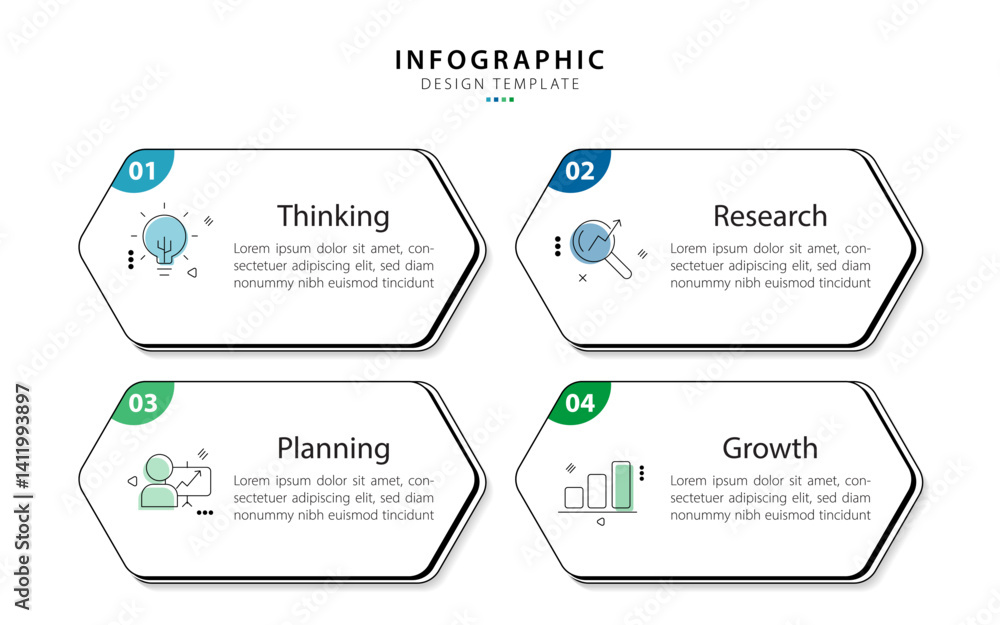 Poster Infographic template. 4 Step timeline journey, Flat simple infographics design template. presentation graph. Business concept with numbers 4 options or steps vector illustration.