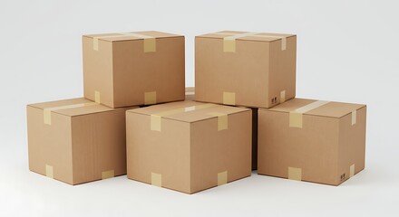 Stacked Cardboard Boxes Secured with Tape for Shipping or Storage