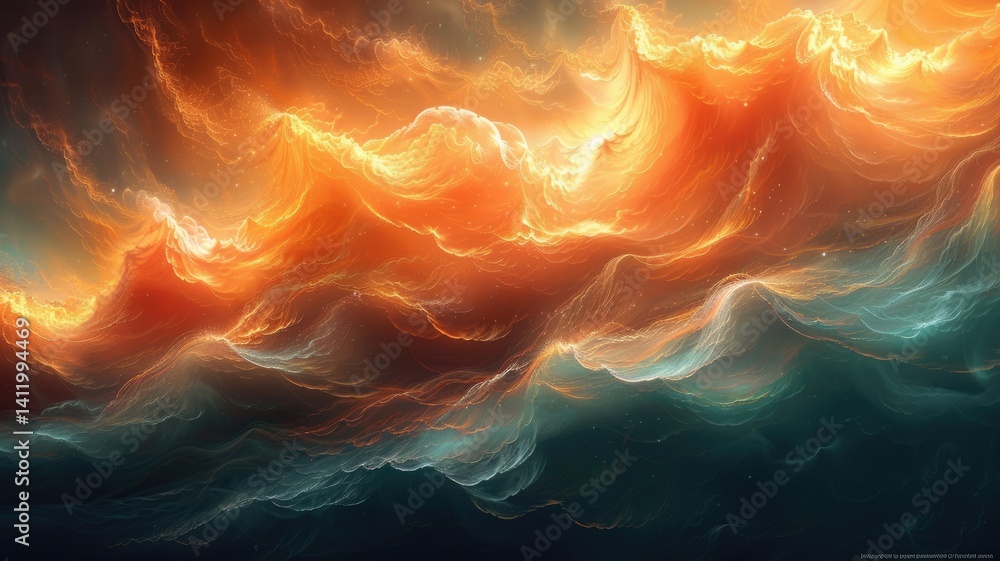 Poster abstract flowing wave pattern with dotted texture. digital art for design of vibrant color with line