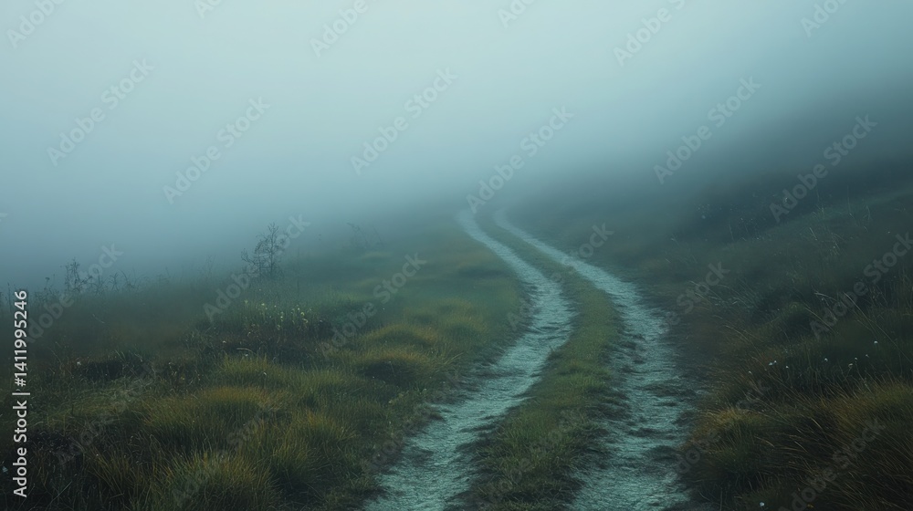 Fototapete fog drop trails gently on a chroma twisting background