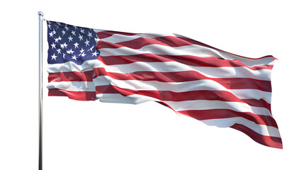 Fototapeta premium High-quality American flag isolated on white background with clipping path for professional design projects