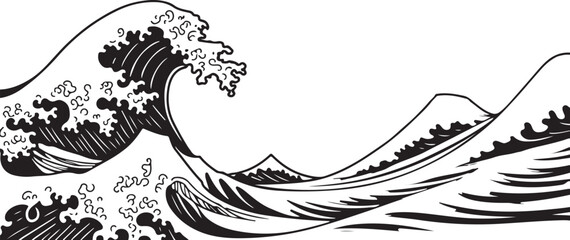 Fototapeta premium Modern Kanagawa Wave Vector Set
