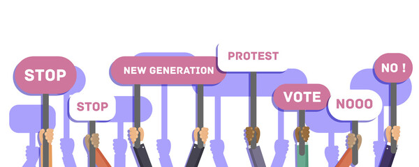 PNG protest banner crowd people sign equality activist rally solidarity environment action demonstration rights social vector public woman message interest peaceful illustration human
