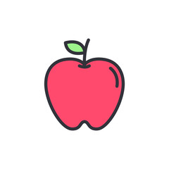 Apple fruit colored icons, minimalist vector illustration ,simple transparent graphic element .Isolated on white background