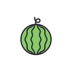 Watermelon fruit colored icons, minimalist vector illustration ,simple transparent graphic element .Isolated on white background