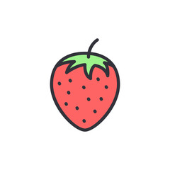 Fototapeta premium Strawberry fruit colored icons, minimalist vector illustration ,simple transparent graphic element .Isolated on white background