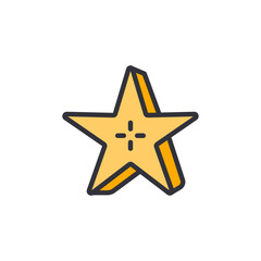 Star fruit colored icons, minimalist vector illustration ,simple transparent graphic element .Isolated on white background