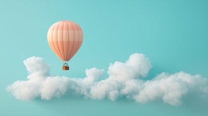 Fototapeta premium Pastel hot air balloon on clouds