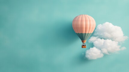 Obraz premium Pastel hot air balloon on clouds (1)