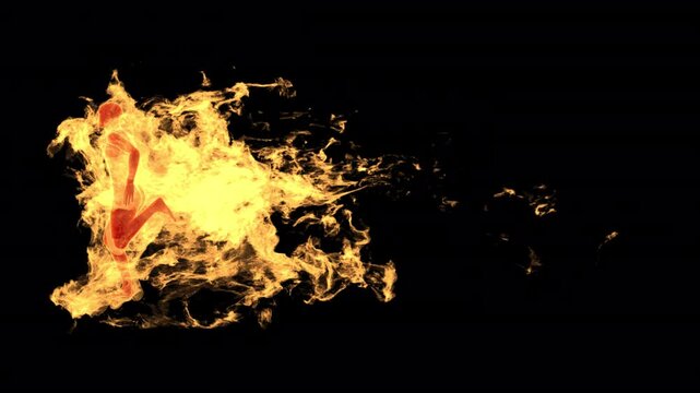 Running fire man - 3d render with alpha channel.