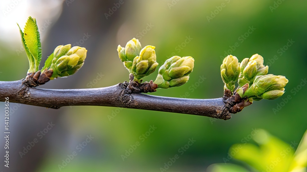 Poster branches with buds â€“ buds on a tree that are about to open.