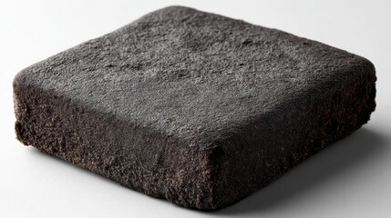 A single square of a rich, dark chocolate tablet with a matte finish - chocolate texture minimalist dessert