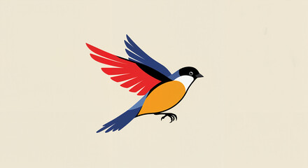 Fototapeta premium Colorful bird illustration flying on a light background 
