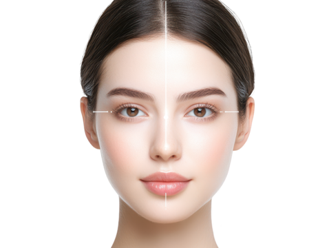 Abstract art portrait, woman's face with artistic linear design facial - Powered by Adobe