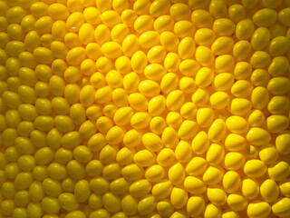 Bright yellow pattern of randomly arranged oval shapes creating a vibrant textured surface
