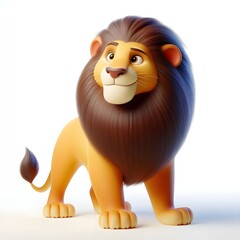 Naklejka premium 3d cute lion on white background
