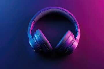 Folded wireless headphones on dark gradient background, photorealistic tech product image with clean modern feel. AI generated image.