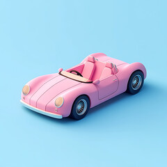 Pink Classic Roadster: A Delightful 3D Cartoon Rendering
