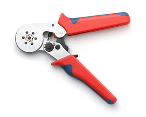 Side view of pin terminals crimping tool isolated on white