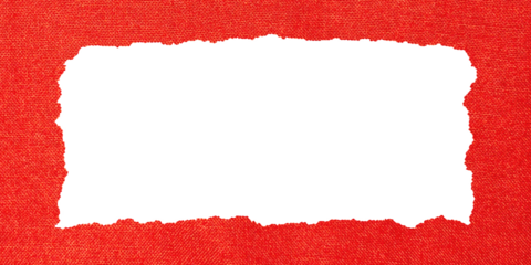 Torn Red Fabric Frame with Frayed Edges on Transparent Background for Banner, Poster and Creative Design