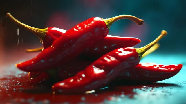 Cooked chili in the background video is spicy and red