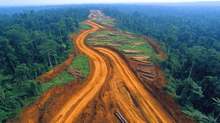 Fototapeta premium Rainforest Road Construction