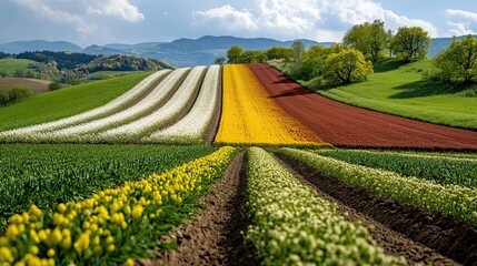 Naklejka premium Photographs that emphasize the variety of colors present in spring fields 